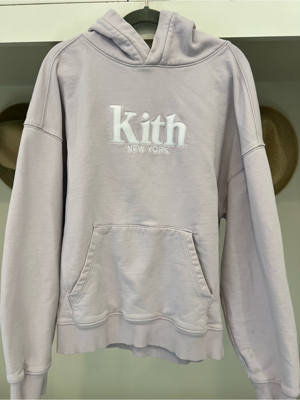 Kith Kids Light Grey Lavender Crewneck Hoodie with Embroidered Logo size 10/12